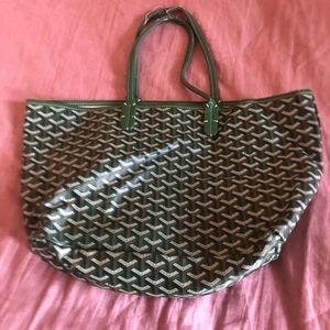 Faux Goyard tote, green